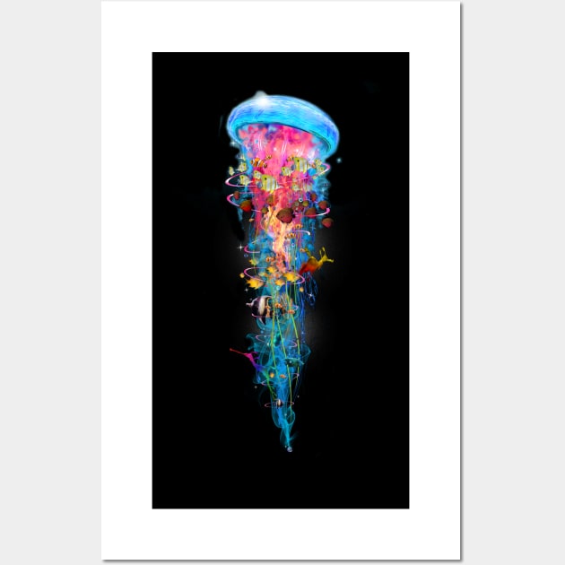 Super Electric Jellyfish World Wall Art by DavidLoblaw